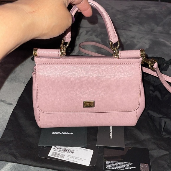 Preloved Dolce n Gabbana mini 2 way bag excellent condition color is light pink - Picture 12 of 13